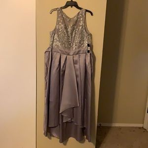 NEW SLNY formal silver High-low dress